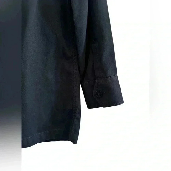 LL Bean Womens Jacket 4 Black Chambray Denim Button Pockets Travel Coat Outdoor - Picture 9 of 13